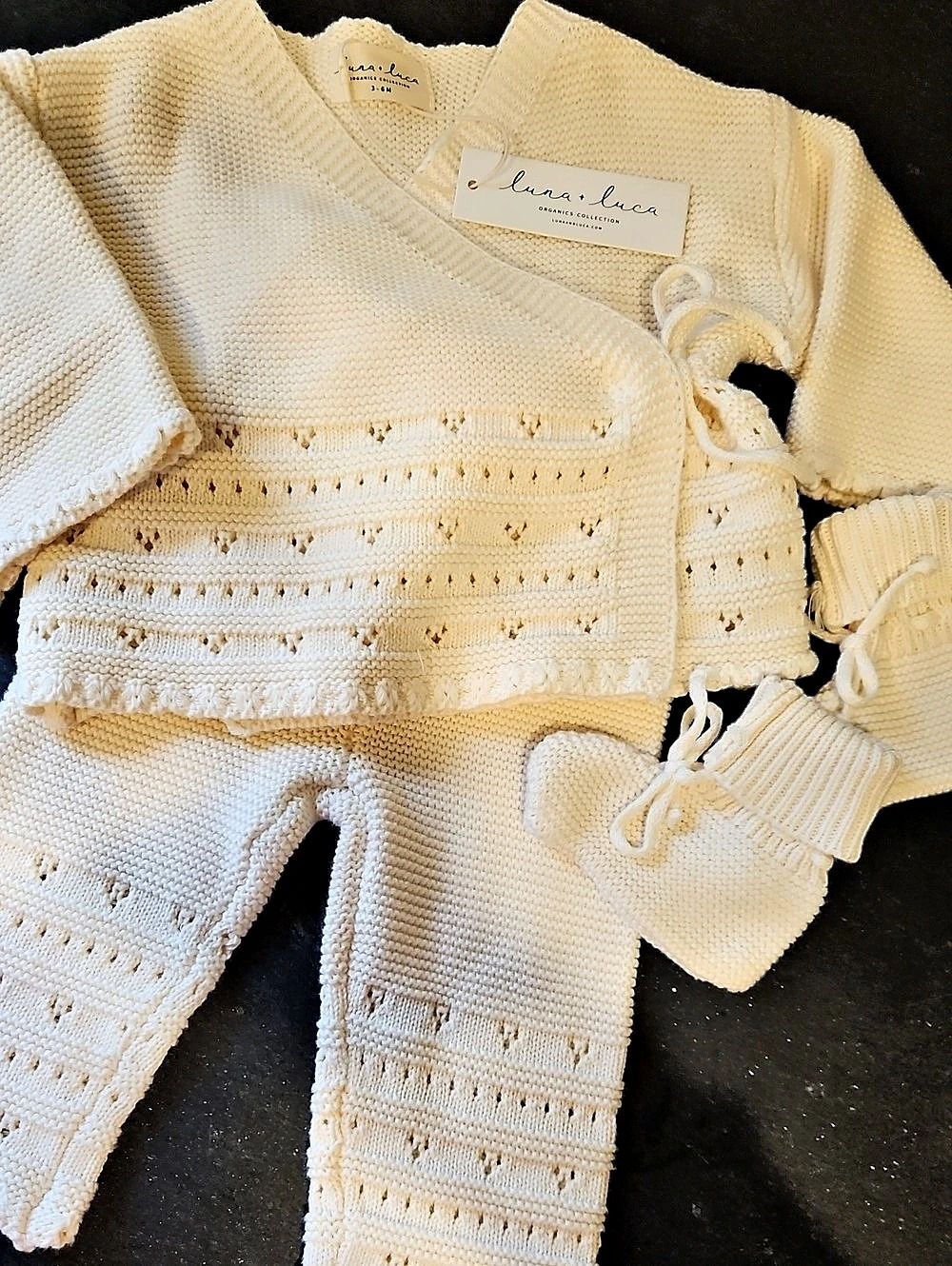 Luna & Luca Organics Collection Bring Me Home Chunky Knit Bundle - Cream